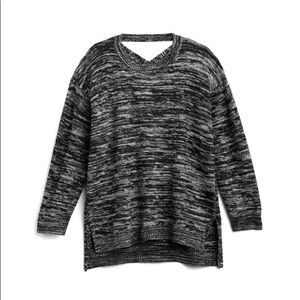 High-Low Sweater with Back Yoke Lace Up